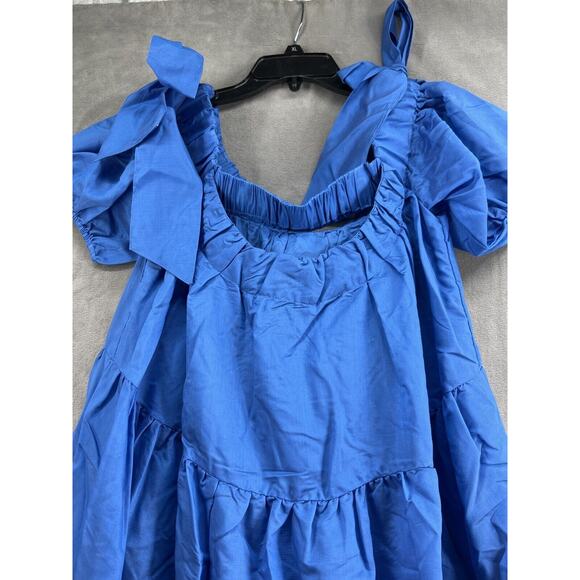 Anthropologie Off-The-Shoulder Tiered High-Low Midi Dress Size Medium - Picture 8 of 11